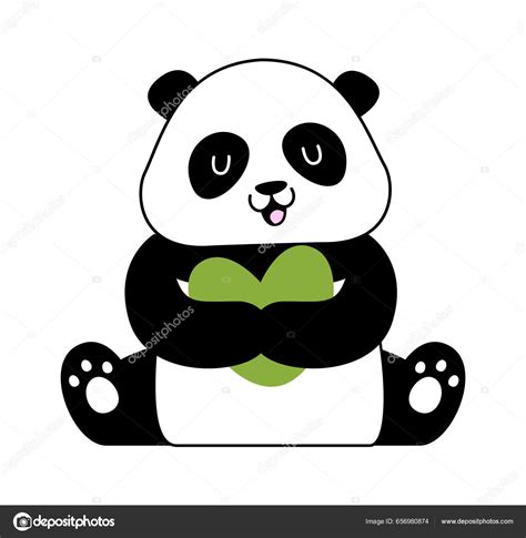 Panda Hugging Heart Vector Illustration Stock Vector By ©lookz 656980874