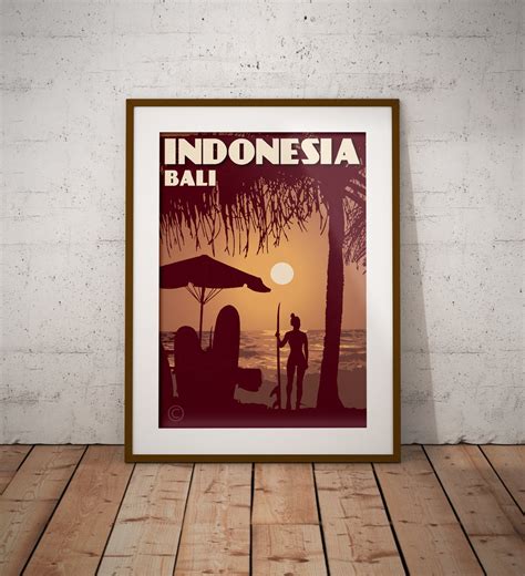 Vintage poster Indonesia - Bali - Kuta Beach | Wall Art Decor | Travel ...