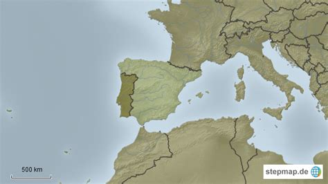 StepMap Iberische Halbinsel Landkarte für Portugal