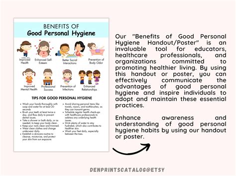 Benefits Of Personal Hygiene Poster Handout Printable Hygiene Chart