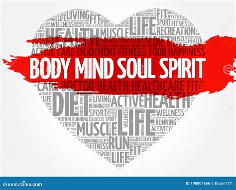 Body Mind Soul Spirit Heart Word Cloud Stock Illustration