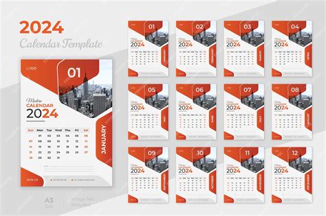 Premium Vector Modern Colorful Corporate Wall Calendar Design With 12