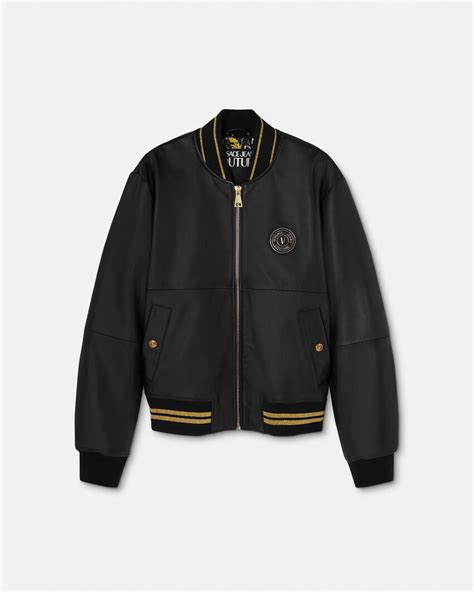 V Emblem Logo Jacket Black Print Versace Ca