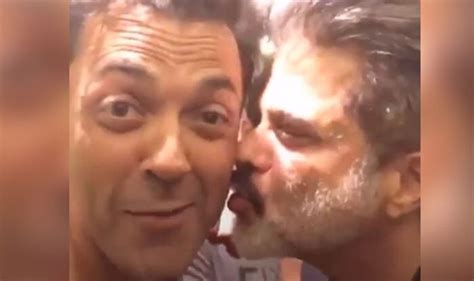 Anil Kapoor Kisses Bobby Deol On The Sets Of Race 3 Watch Video