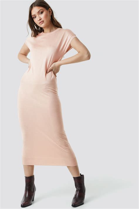 Sleeveless Midi Knit Dress Pink Na Kd