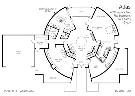 Atlas Main Floor Of A 60 Diameter 4774 SF Five Bedroom Four Bath