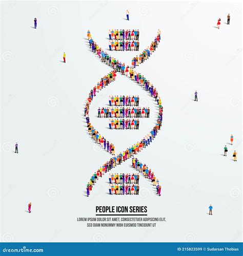 Dna or Helix Concept. a Large Group of People Form To Create a Shape Dna or Helix. People Icon ...