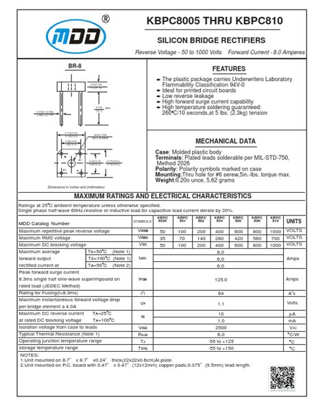 Kbpc Mdd Rectifiers Hoja De Datos Ficha T Cnica Distribuidor