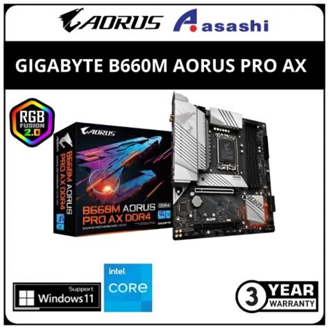 GIGABYTE B660M AORUS PRO AX DDR4 (LGA1700) M ATX Motherboard, B660M ...