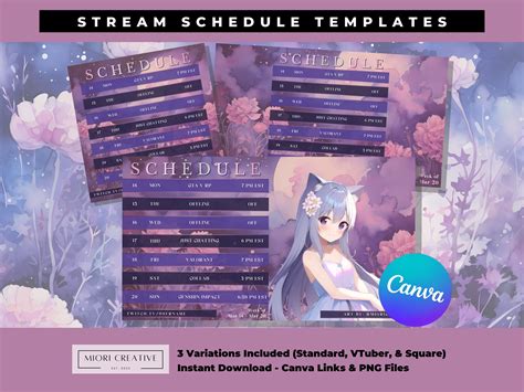 Pink Vtuber Stream Schedule Template Spring Twitch Schedules Floral