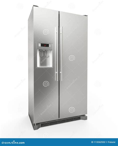 Modern Stainless Steel Refrigerator Isolated On White Background 3d