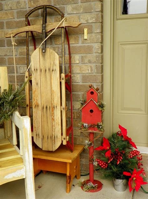 Front Porch Christmas Decor Idea Love The Old Sled With Images