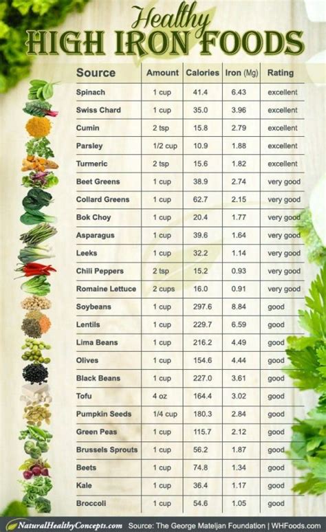 Printable List Of Iron Rich Foods