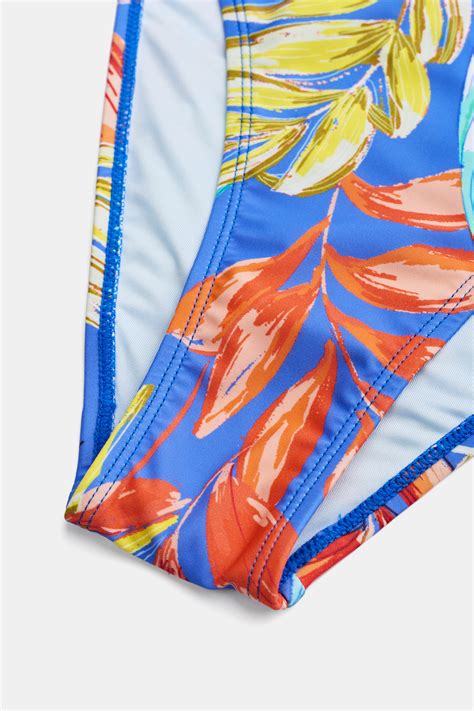 Tropical Print Whip Stitch Bikini Top High Rise Bottoms Set