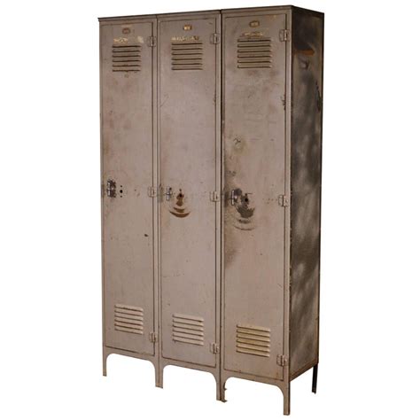 Storage Lockers Vintage Industrial Set of Three Metal Steel Gym School ...