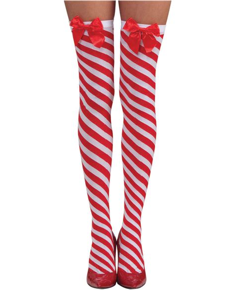 Candy Cane Thigh Highs Red White O S