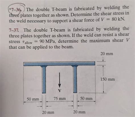 Solved 7 36 The Double T Beam Is Fabricated By Welding The