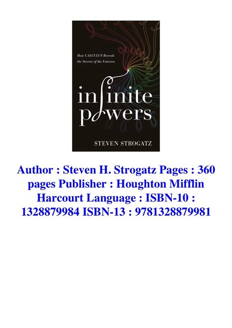 Pdf Book`s Infinite Powers How Calculus Reveals The Secrets Of The