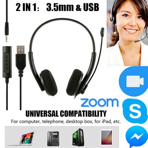 usb pc headset conference call  noise cancelling wired headphones