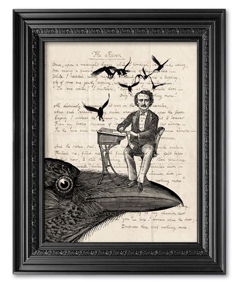 Edgar Allan Poe Art Print Original Handwriting Edgar Allan Poe The Raven Quote Print Edgar