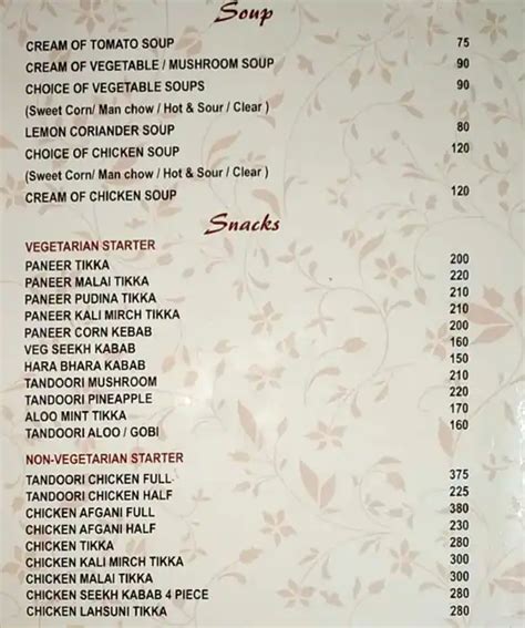 Menu At Maruti Dhaba Agra