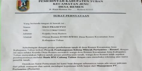 Diduga Format Surat Pernyataan Buatan Bank Bni