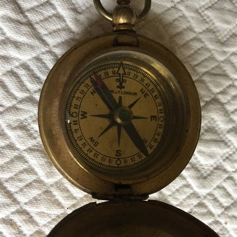 Vintage Wwi Brass Compass Pocket Watch Stanley Londo Gem