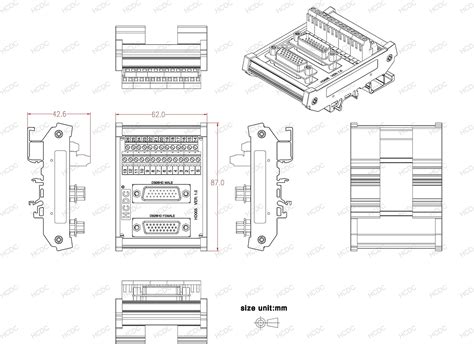 Buy DIN Rail Mount D SUB Male Female Interface Module Terminal Block