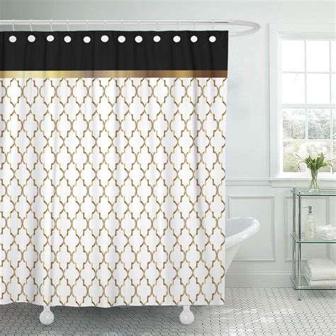 Black White And Gold Shower Curtain