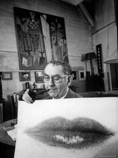 Painter Photographer Man Ray Holding Up Lips Print Winking At