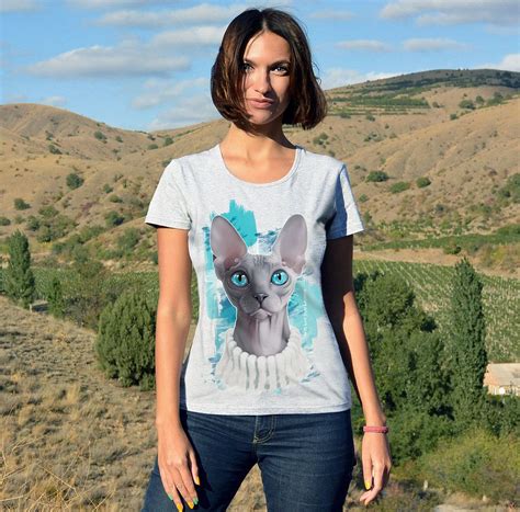 Sphynx Cat T Shirt Animal Digital Painting Clothing Custom Pet Portrait