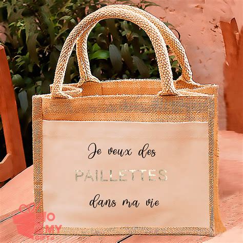 Sac de shopping en jute personnalisé coup de cœur omygift be