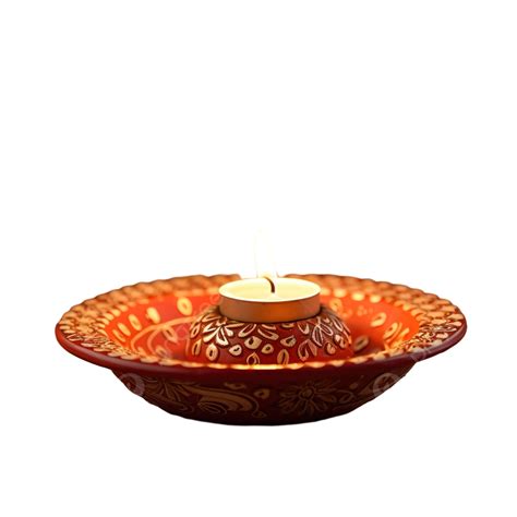 Hermoso Plato Diwali Diya De Terracota Iluminado En La Noche Png