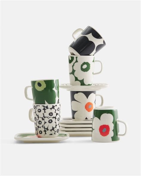 Marimekko Oiva Iso Unikko Mug Dl White Black Finnish Design