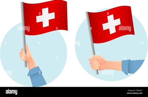 Switzerland Flag In Hand Patriotic Background National Flag Of