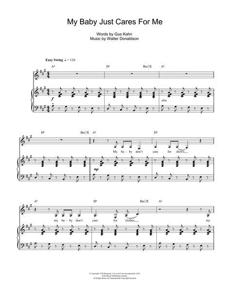 My Baby Just Cares For Me By Nina Simone Sheet Music For Keyboard