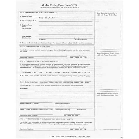 Alcohol Testing Forms ATF Non DOT 100 Pack