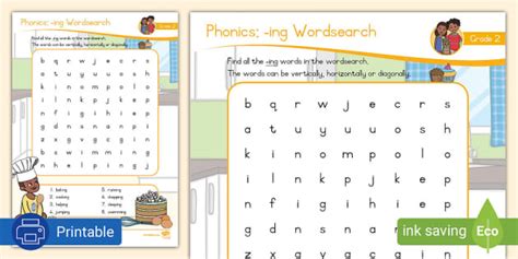 Grade 2 Phonic Suffix Ing Wordsearch Teacher Made