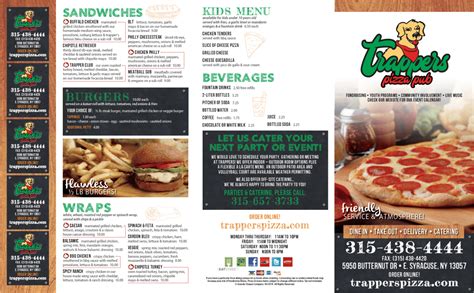 Trappers 2018 Take Out Menu 1 Trappers Pizza Pub