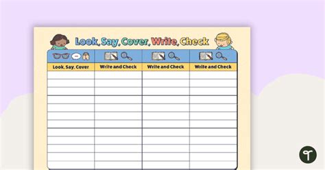 Look, Say, Cover, Write, Check Template (10 Words) | Teach Starter