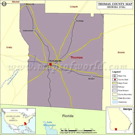 Thomas County Map, Map of Thomas County Georgia