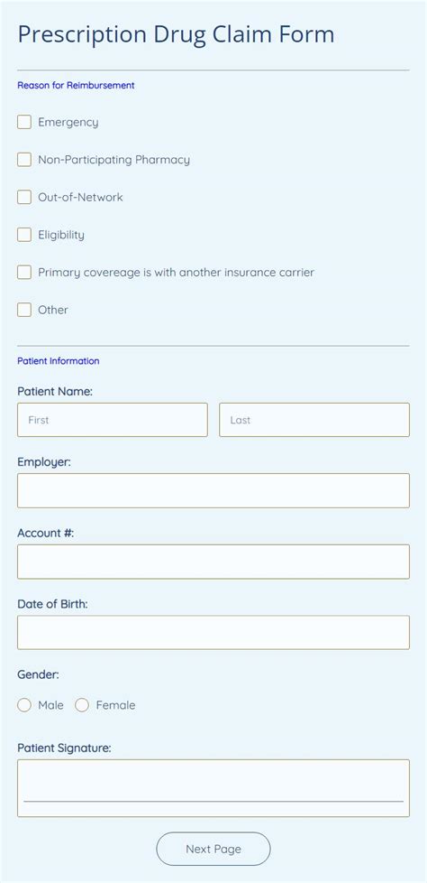 Prescription Drug Claim Form Template 123formbuilder