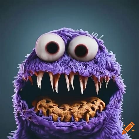 Scary cookie monster illustration on Craiyon