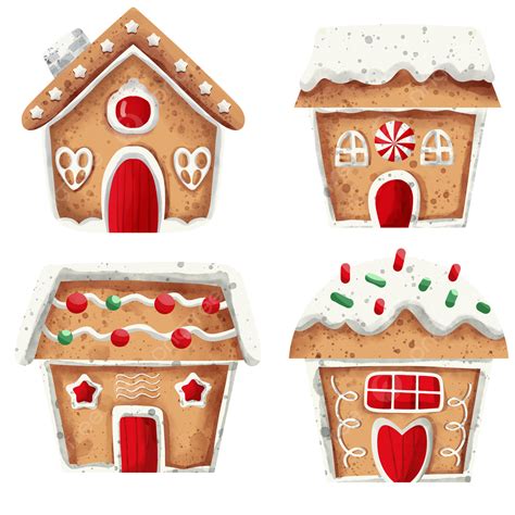 Christmas Gingerbread House Watercolor Style Rumah Kue Jahe Natal