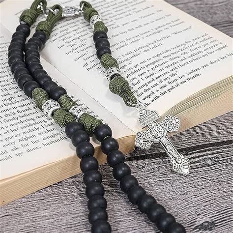 St Michael Paracord Rosary Rugged Beaded Cord Necklace Catholic Pardon