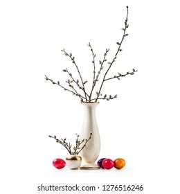 Spring Pussy Willow Catkins Bouquet Old Stock Photo