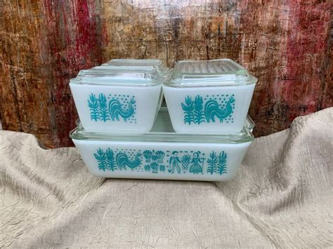 Vintage Pyrex Butterprint Refrigerator Set With Lids 8 Piece Etsy