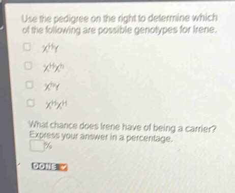 Solved Use The Pedigree On The Right To Determine Which Of The