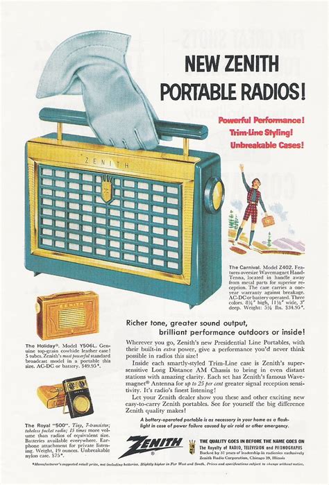 Zenith Portable Radio Model Z402f Ad Usa 1956 © Zenith R Flickr