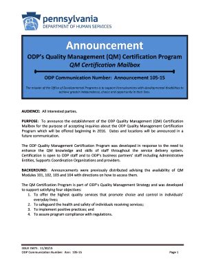 Fillable Online Content Tiu Odps Quality Management Qm